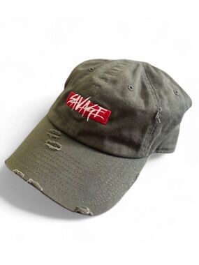 VTG Y2K Olive Green Distressed Baseball Cap Adjustable Strap